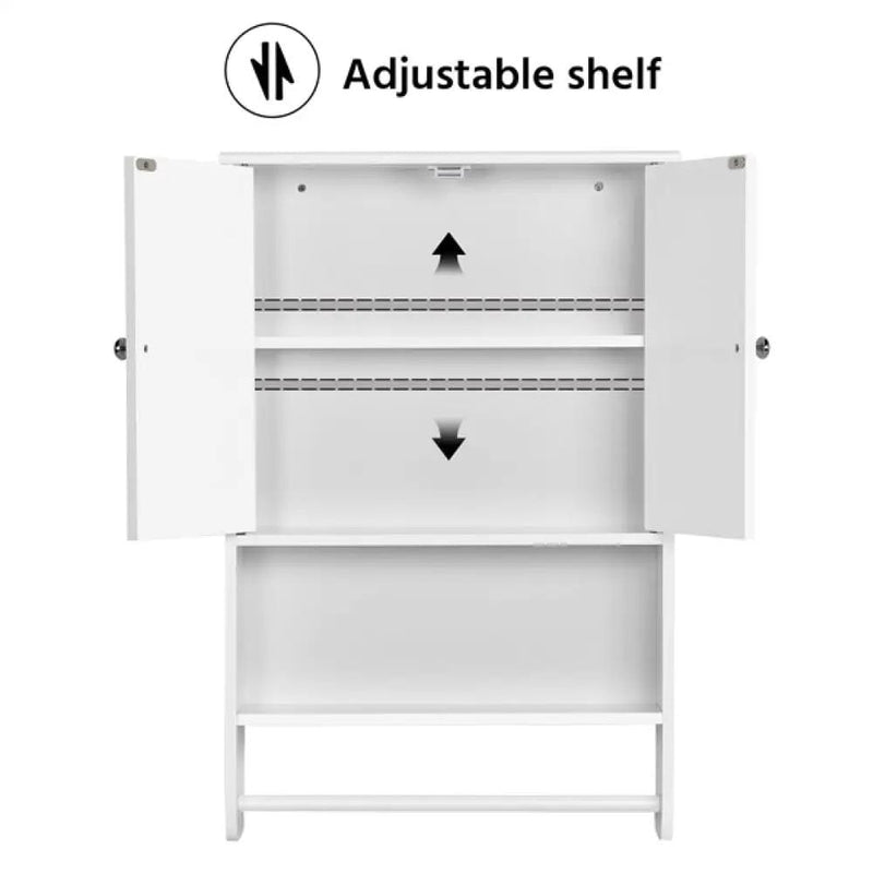 Yaheetech Bathroom Wall Cabinet with Towel Bar Wall Mount Organizer Bathroom Wall Cabinet with Towel Bar Wall Mount Organizer