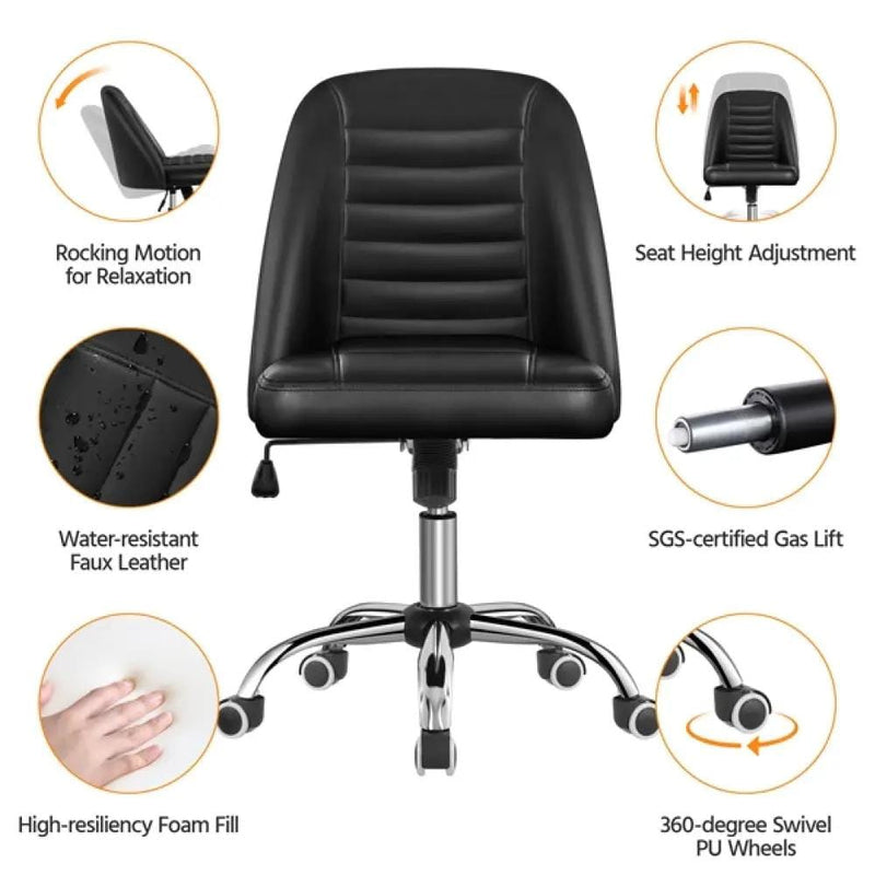 Yaheetech Faux Leather Mid Back Home Office Desk Chair Faux Leather Mid Back Home Office Desk Chair