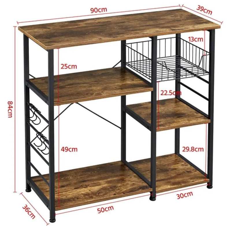 Vintage Kitchen Island Baker's Rack Utility Microwave Stand – view 5