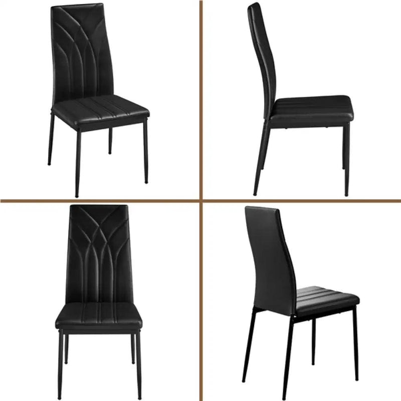 Set of 4 High Back Dining Chairs Upholstered Kitchen Chairs – view 5