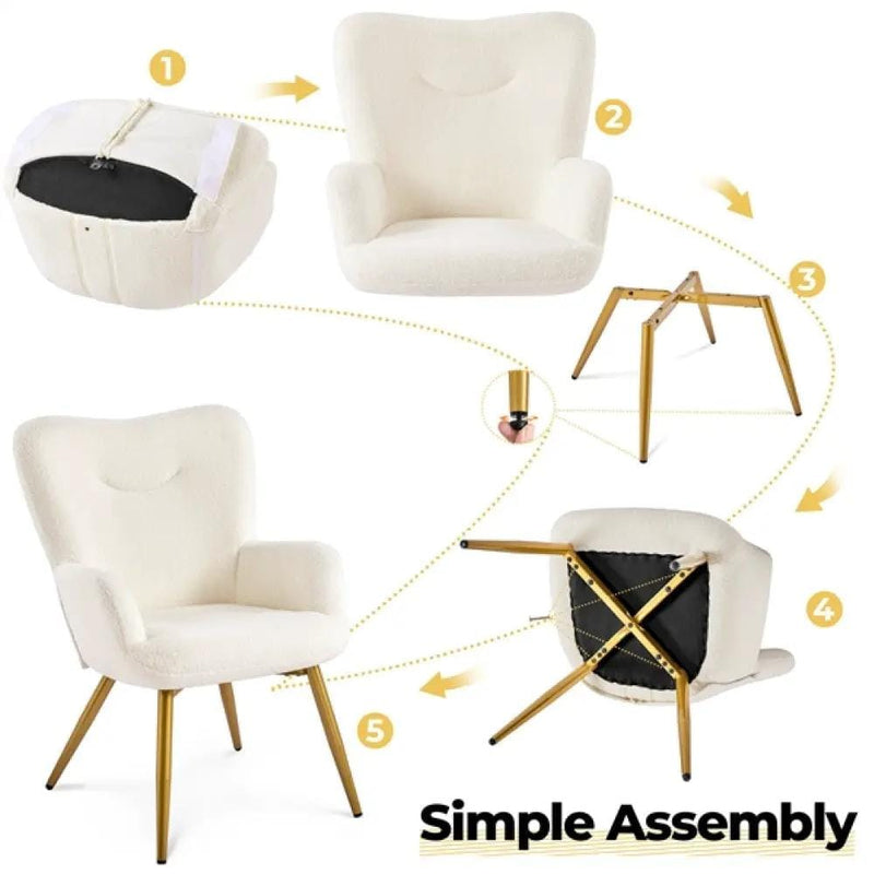 Yaheetech Boucle Accent Chair and Ottoman Boucle Accent Chair and Ottoman