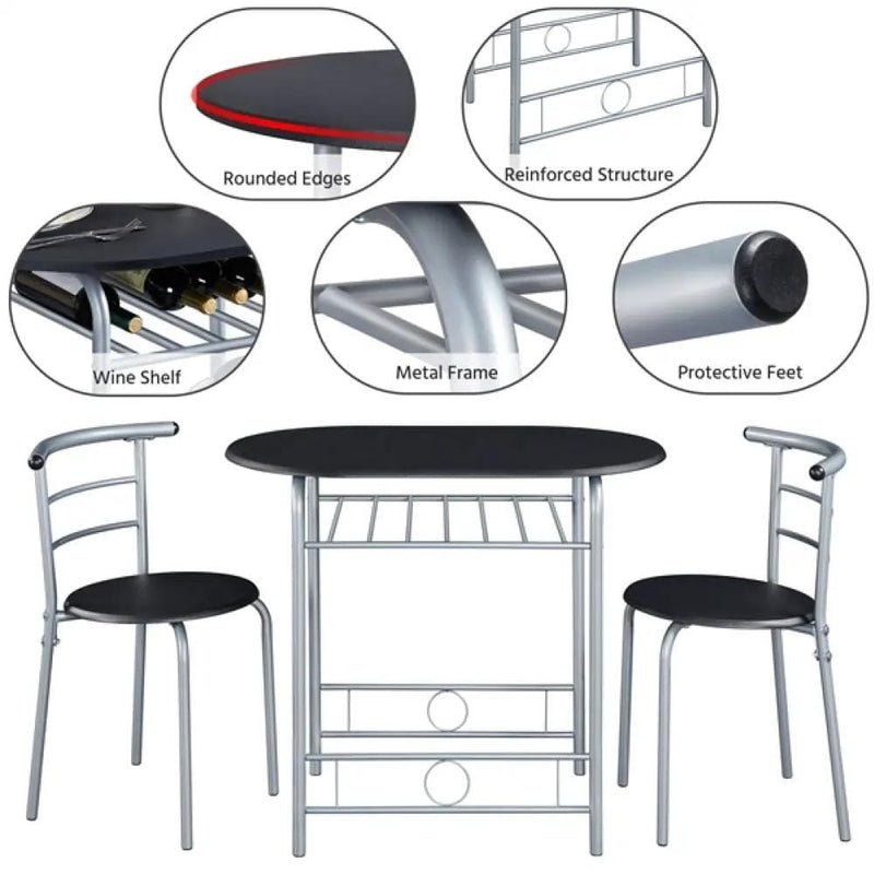 Yaheetech Modern Round Dining Table Set for 2 Chairs + 1 Table Modern Round Dining Table Set for 2 Chairs + 1 Table