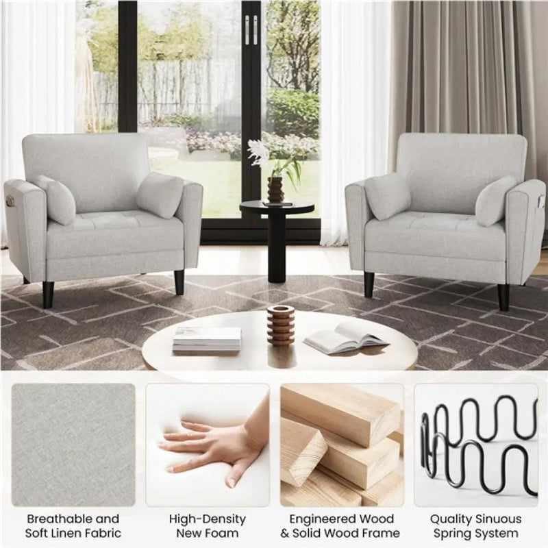 Yaheetech 2pcs Tufted Oversized Armchairs 2pcs Tufted Oversized Armchairs