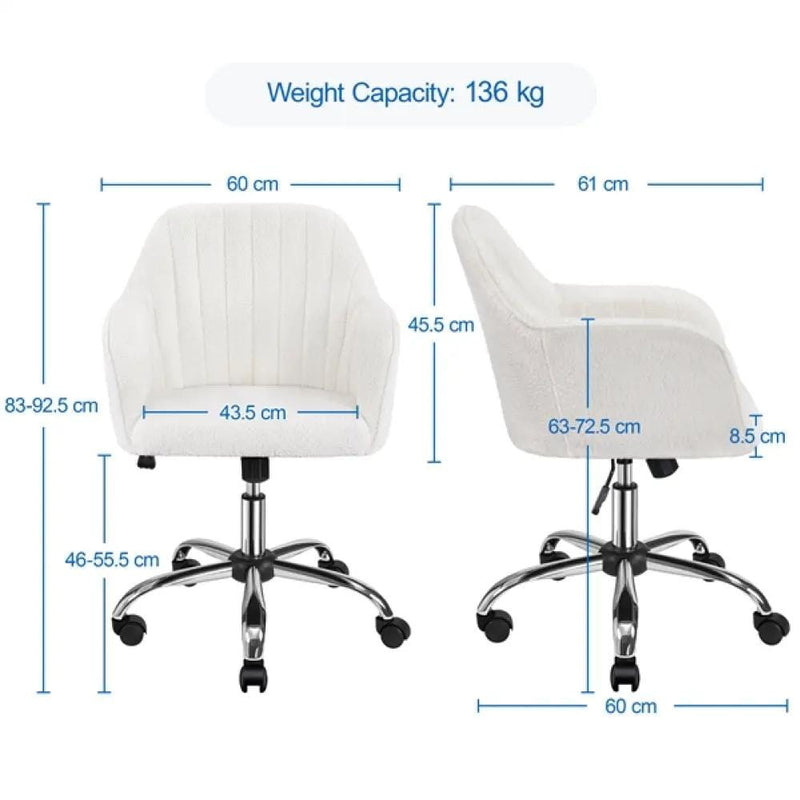 Modern Boucle Desk Chair Computer Chair Computer Chair Ivory – view 5