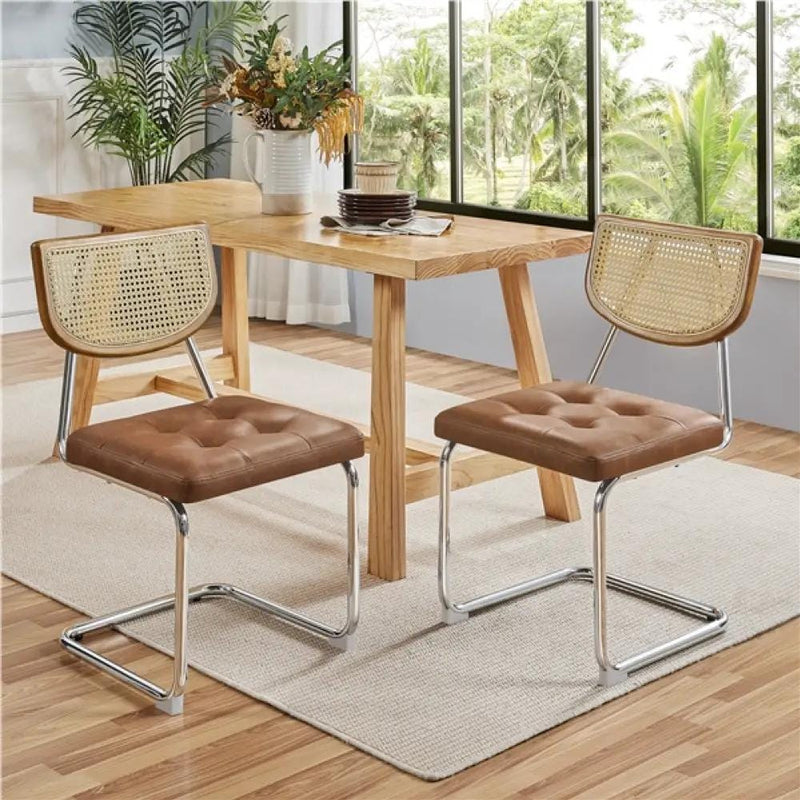 6PCS Mid-Century Modern Dining Chairs with Mesh Rattan Back – view 5