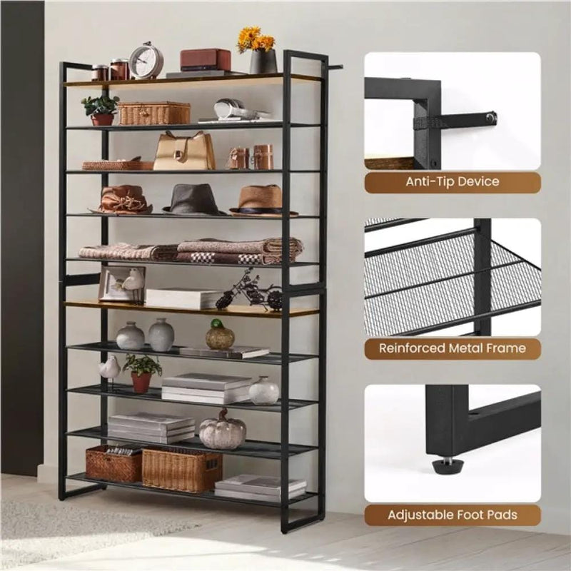 Yaheetech 10-Tier Iron Shoe Rack Organizer 10-Tier Iron Shoe Rack Organizer