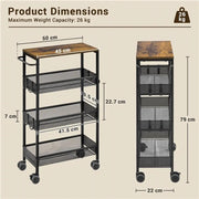 Yaheetech 4-Tier Storage Trolley Kitchen Trolley 4-Tier Storage Trolley Kitchen Trolley