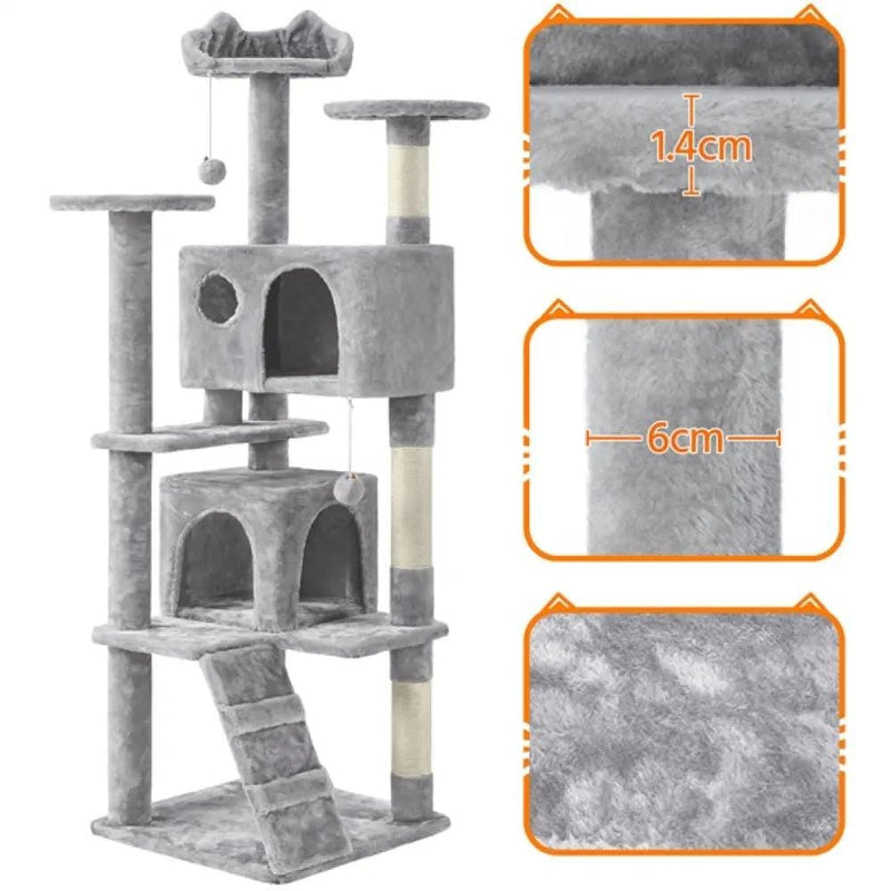Cat Tree Condo Kitten Tree Tower w/ 2 Condos & 2 Dangling Balls & 3 Scratching Posts – view 5