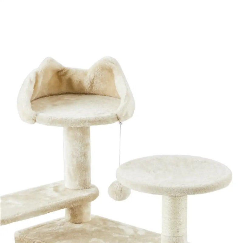 Cat Tree Condo Kitten Tree Tower w/ 2 Condos & Dangling Ball & Round Platform & Ladder – view 5