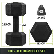 Yaheetech 2x4kg (Sold in Pair) Hex Dumbbells Set 2x4kg (Sold in Pair) Hex Dumbbells Set