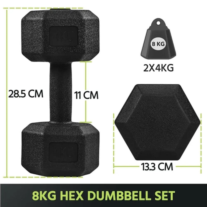 Yaheetech 2x4kg (Sold in Pair) Hex Dumbbells Set 2x4kg (Sold in Pair) Hex Dumbbells Set