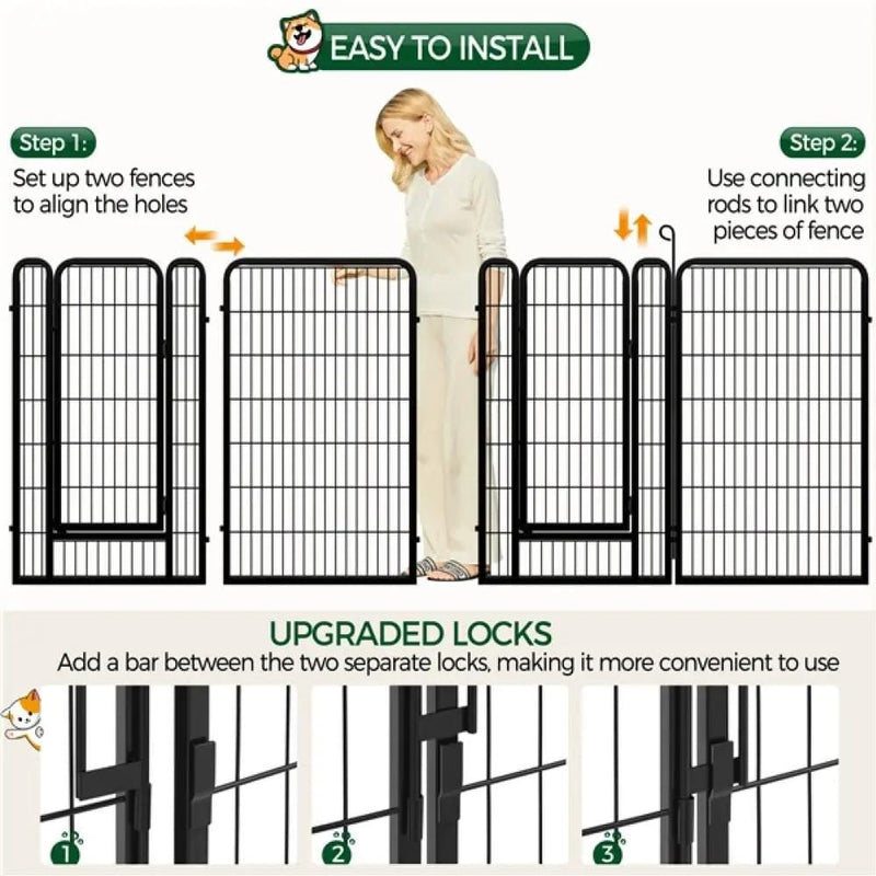 Set of 4 - 47.5″ Tall Dog Playpen Panels Metal Pet Fence Exercise Barrier by Yaheetech