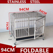 dealonline.co.nz dealonline.co.nz Collapsible Stainless Steel Pet Cage 94CM Large with Wheels Collapsible Stainless Steel Pet Cage 94CM Large with Wheels