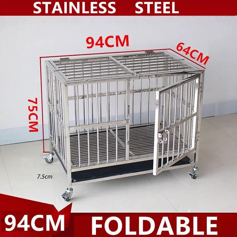 dealonline.co.nz dealonline.co.nz Collapsible Stainless Steel Pet Cage 94CM Large with Wheels Collapsible Stainless Steel Pet Cage 94CM Large with Wheels