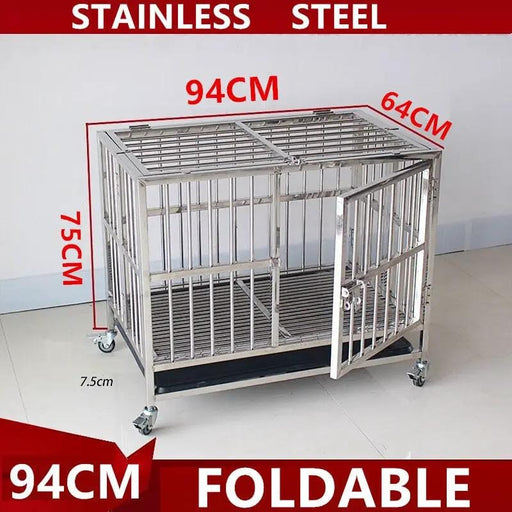 dealonline.co.nz dealonline.co.nz Collapsible Stainless Steel Pet Cage 94CM Large with Wheels Collapsible Stainless Steel Pet Cage 94CM Large with Wheels