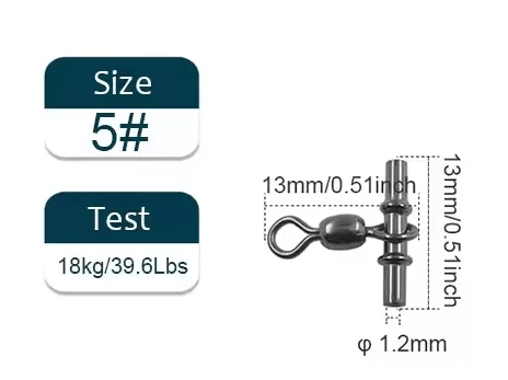 13mm 18kg Swivel Sleeves 3-way Fishing Swivels Crane 10 PK 1.2mm Line Size – view 2