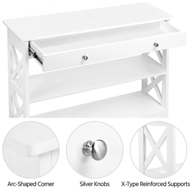 Yaheetech Wooden Console Table with 1 Drawer and 2 Open Shelves Versatile Entryway Table Wooden Console Table with 1 Drawer and 2 Open Shelves Versatile Entryway Table