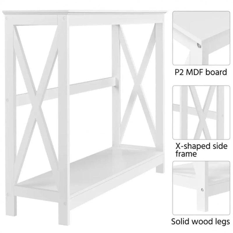 2-Tier X-Design Console Table Industrial Side Console Table End Table – view 6
