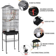 Yaheetech Rolling Metal Bird Cage with Detachable Stand Rolling Metal Bird Cage with Detachable Stand