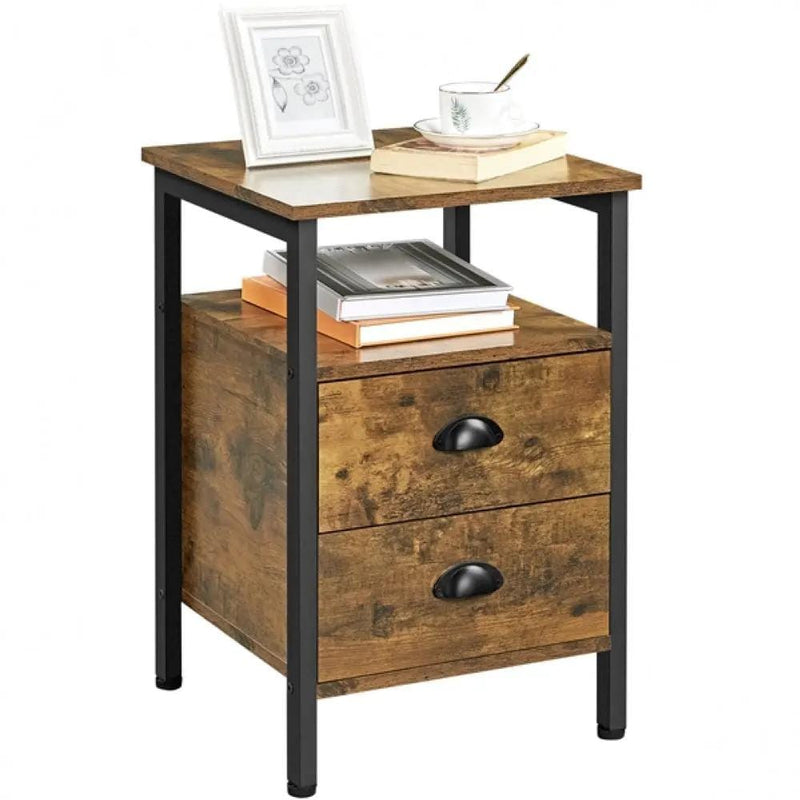 Yaheetech Side Table with 2 Drawers and Open Shelf Side Table with 2 Drawers and Open Shelf