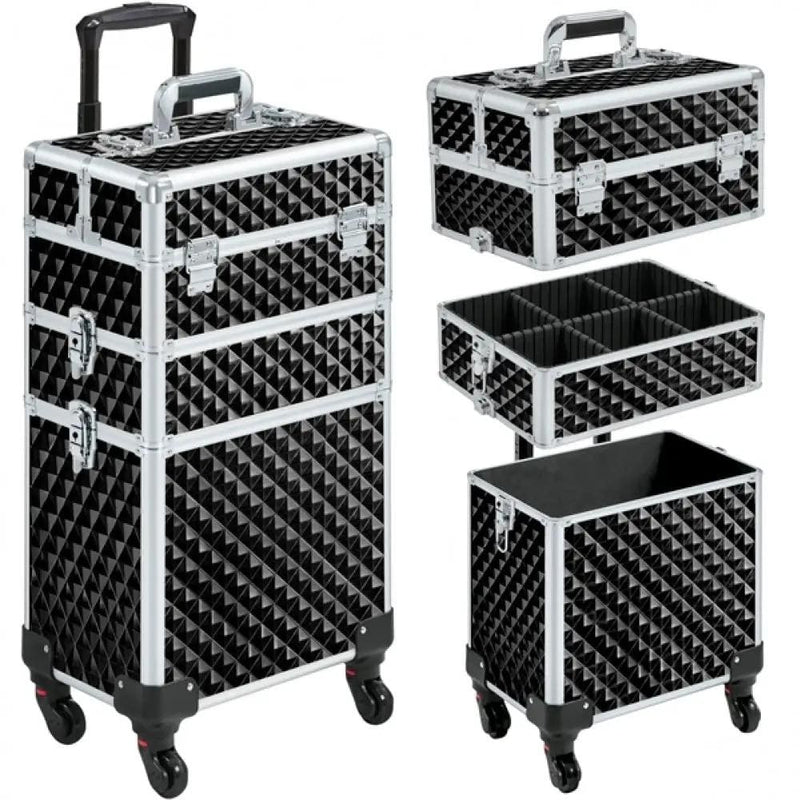 3-in-1 Rolling Makeup Train Case Portable Cosmetic Trolley – view 6