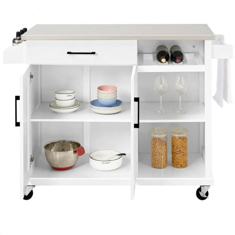 Kitchen Trolley Kitchen Island Cart with Stainless Steel Top & Storage – view 6