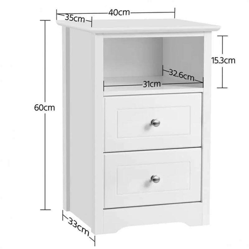 End Table with 2 Drawers and 1 Cubby Side Table Night Stand – view 6