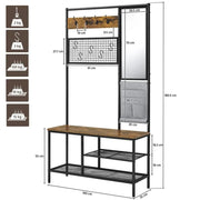 Six-in-one Hall Tree with Shoe Storage Bench/ Mirror/ Storage Bag/ Coat Rack – view 6