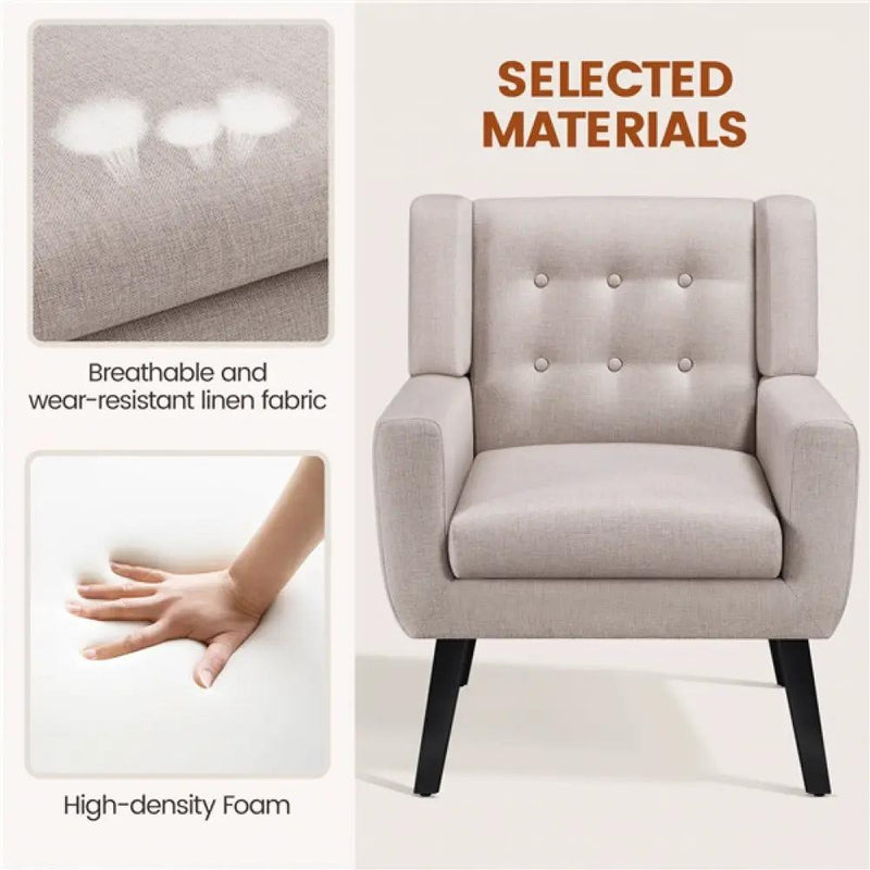 Yaheetech Set of 2 Button Tufted Armchairs with Solid Wood Legs Set of 2 Button Tufted Armchairs with Solid Wood Legs