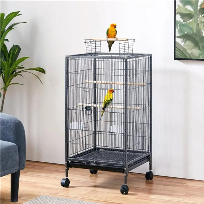 Yaheetech 40-Inch H Wrought Iron Bird Cage with Rolling Stand 40-Inch H Wrought Iron Bird Cage with Rolling Stand