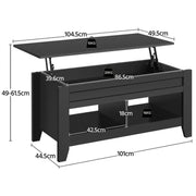 Shaker Design Lift Top Coffee Table w/Storage & 2 Open Shelves – view 6
