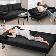 Yaheetech Fabric Upholstered Convertible Futon Sofa Bed Fabric Upholstered Convertible Futon Sofa Bed