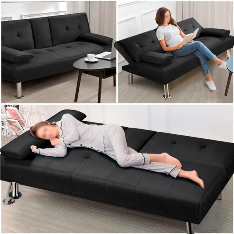 Yaheetech Fabric Upholstered Convertible Futon Sofa Bed Fabric Upholstered Convertible Futon Sofa Bed