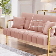 Yaheetech Upholstered Sofa Couch with Gold-tone Metal Arms and Legs Upholstered Sofa Couch with Gold-tone Metal Arms and Legs