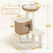 Yaheetech 36″ Tall Rattan Cat Tree Cat House Cat Tower 36″ Tall Rattan Cat Tree Cat House Cat Tower
