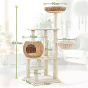 Yaheetech 54″ Tall Rattan Cat Tree Cat Tower 54″ Tall Rattan Cat Tree Cat Tower