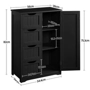 Wooden Bathroom Cabinet 4 Drawers & Cupboard Bathroom Storage Unit – view 6