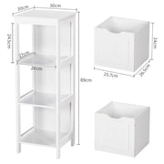 Yaheetech White Bathroom Cabinet 2 Hideaway Drawers 1 Shelf White Bathroom Cabinet 2 Hideaway Drawers 1 Shelf