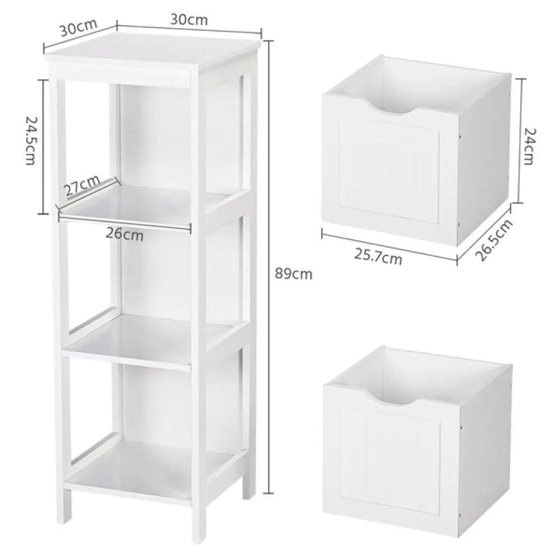 Yaheetech White Bathroom Cabinet 2 Hideaway Drawers 1 Shelf White Bathroom Cabinet 2 Hideaway Drawers 1 Shelf