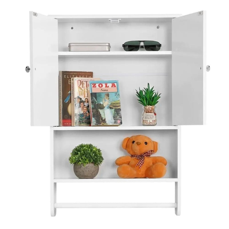 Yaheetech Bathroom Wall Cabinet with Towel Bar Wall Mount Organizer Bathroom Wall Cabinet with Towel Bar Wall Mount Organizer