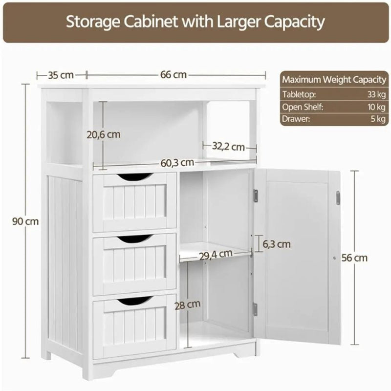 Yaheetech 90cm Height Bathroom Floor Cabinet 90cm Height Bathroom Floor Cabinet