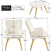 Yaheetech Boucle Accent Chair and Ottoman Boucle Accent Chair and Ottoman