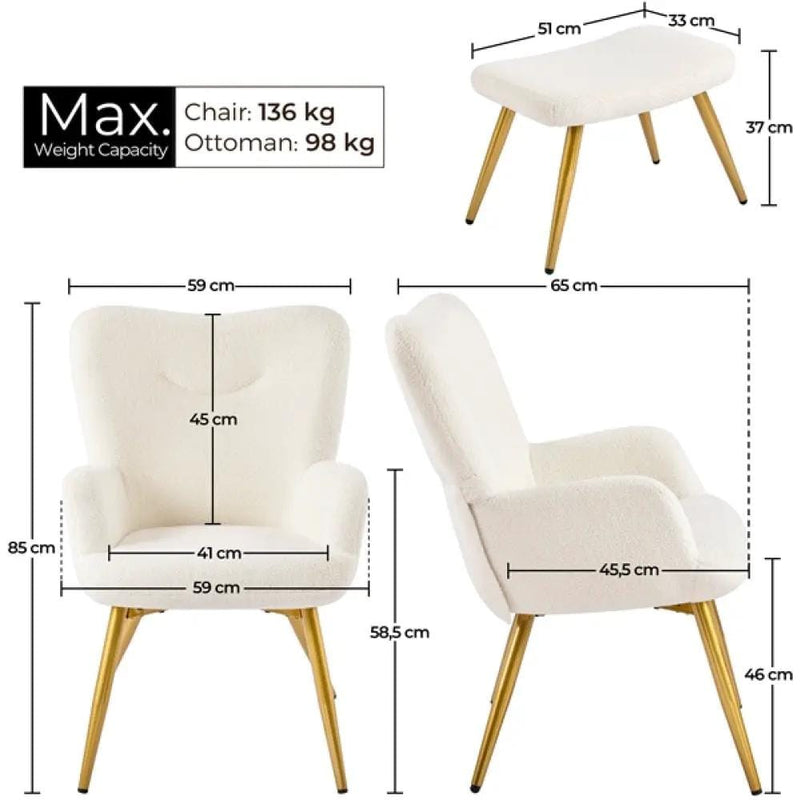 Yaheetech Boucle Accent Chair and Ottoman Boucle Accent Chair and Ottoman