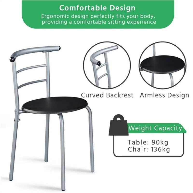 Yaheetech Modern Round Dining Table Set for 2 Chairs + 1 Table Modern Round Dining Table Set for 2 Chairs + 1 Table