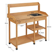 Potting Bench Table Removable Sink Firwood Drawer Open Multiple Shelves – view 6