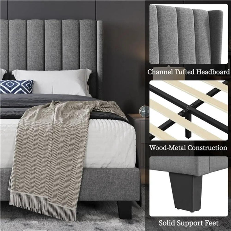 Yaheetech Queen Upholstered Bed Frame Queen Upholstered Bed Frame