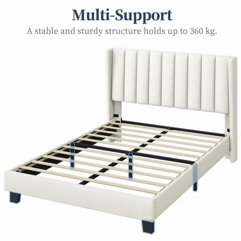 Yaheetech 135 cm W x 190 cm L Upholstered Bed Frame With Base & Wing Side 135 cm W x 190 cm L Upholstered Bed Frame With Base & Wing Side