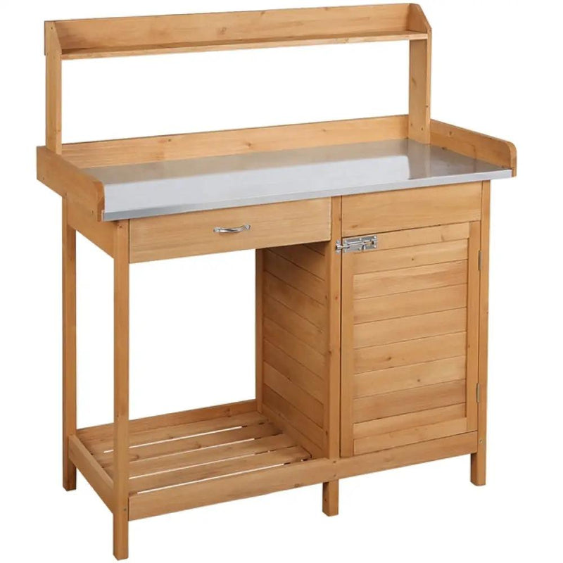 Outdoor Garden Potting Bench Table Work Bench Metal Tabletop – view 6