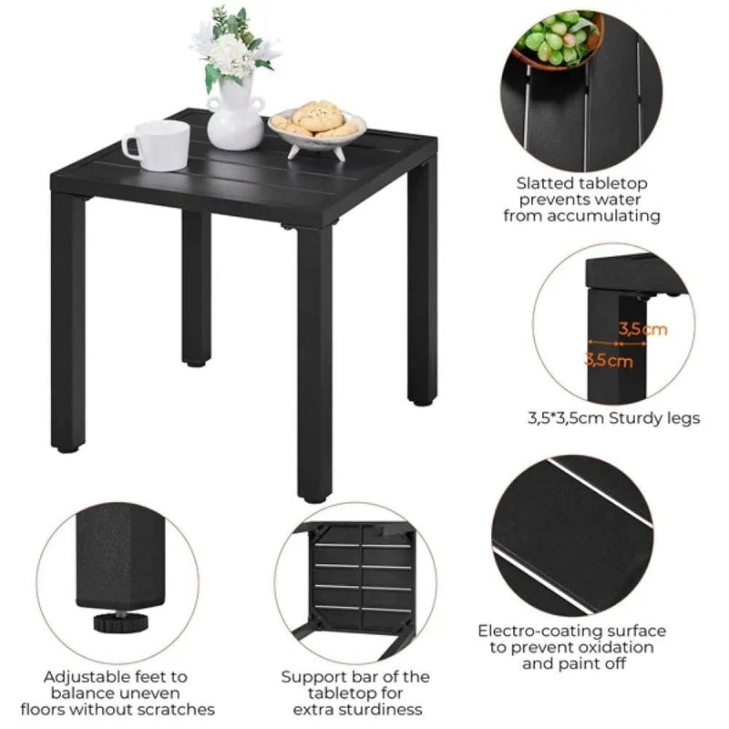 Outdoor Small Metal Square Side Table Garden Coffee End Table – view 6