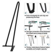 Yaheetech 4PCS 16 Inch Solid Hairpin Coffee Table Legs 3-Rods 4PCS 16 Inch Solid Hairpin Coffee Table Legs 3-Rods